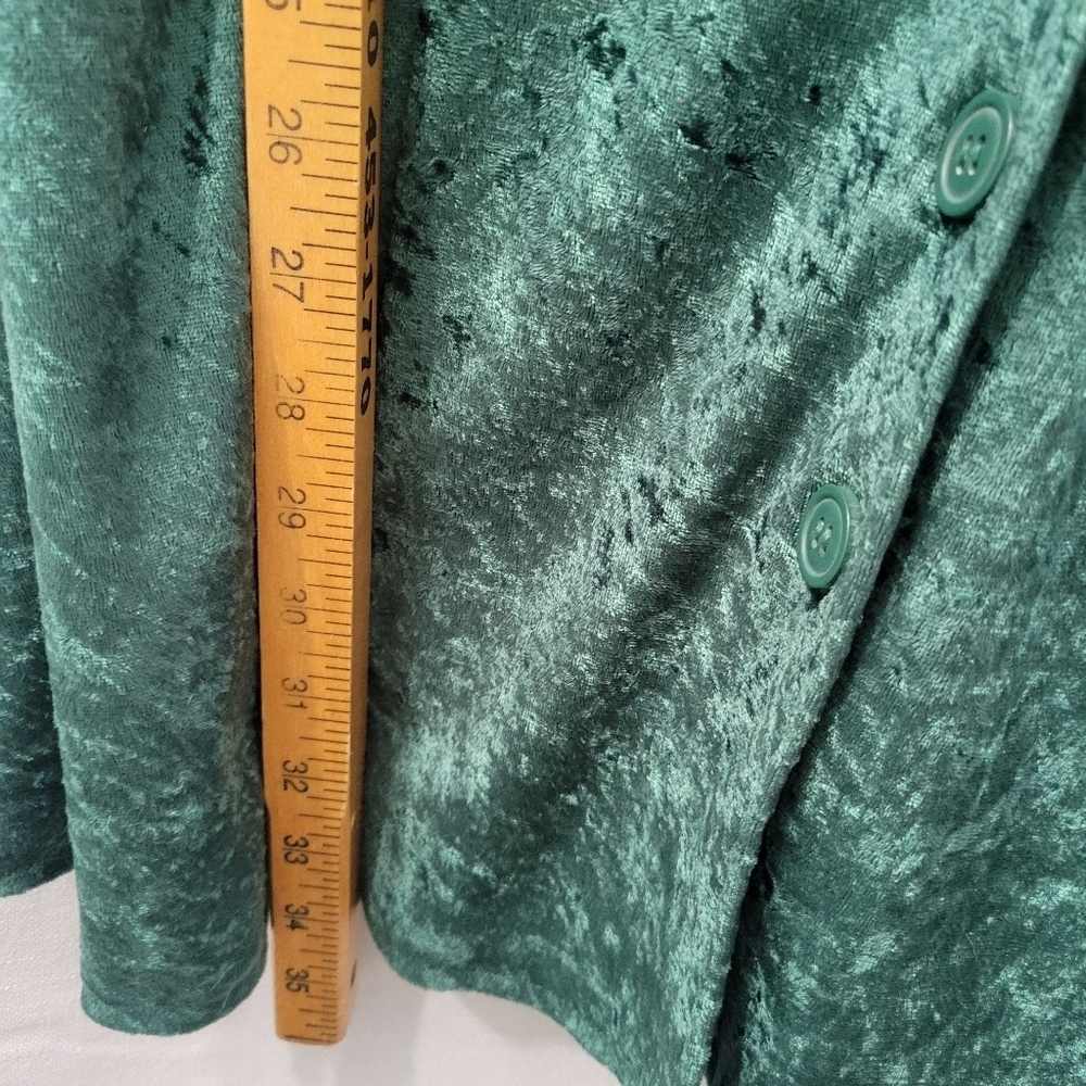 Vintage 80's Green Velvet Button-Down Mini Dress - Picture 7 of 8